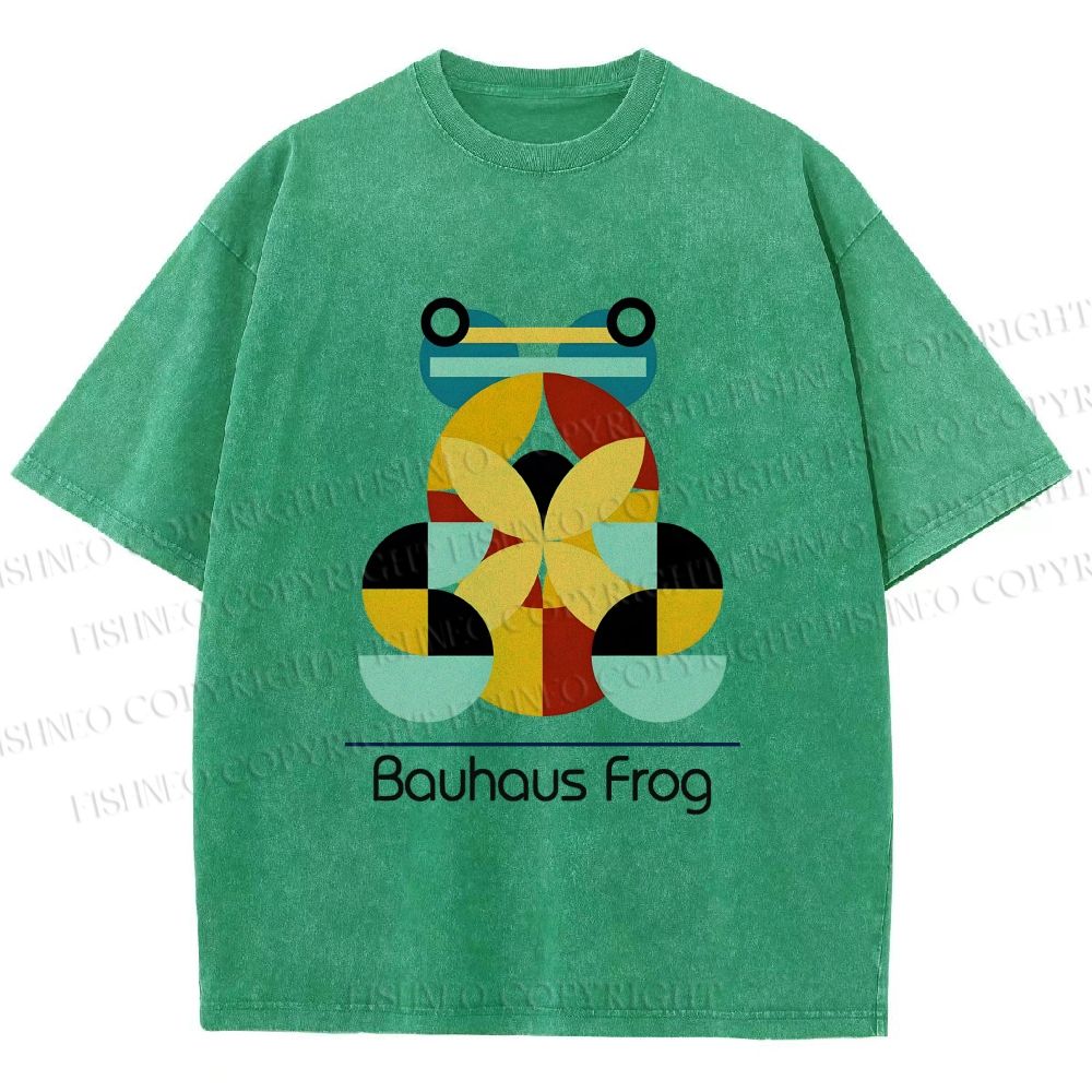 Unisex Bauhaus Frog Printed Washed Tee