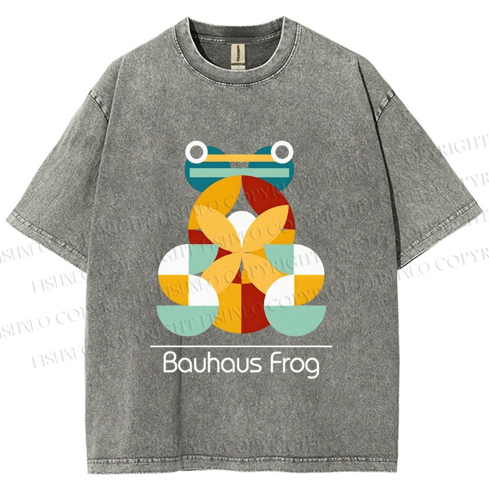 Unisex Bauhaus Frog Printed Washed Tee