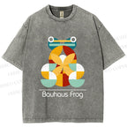 Unisex Bauhaus Frog Printed Washed Tee