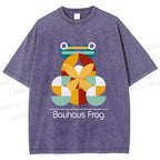 Unisex Bauhaus Frog Printed Washed Tee