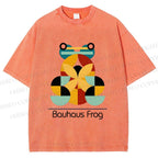 Unisex Bauhaus Frog Printed Washed Tee