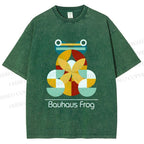 Unisex Bauhaus Frog Printed Washed Tee