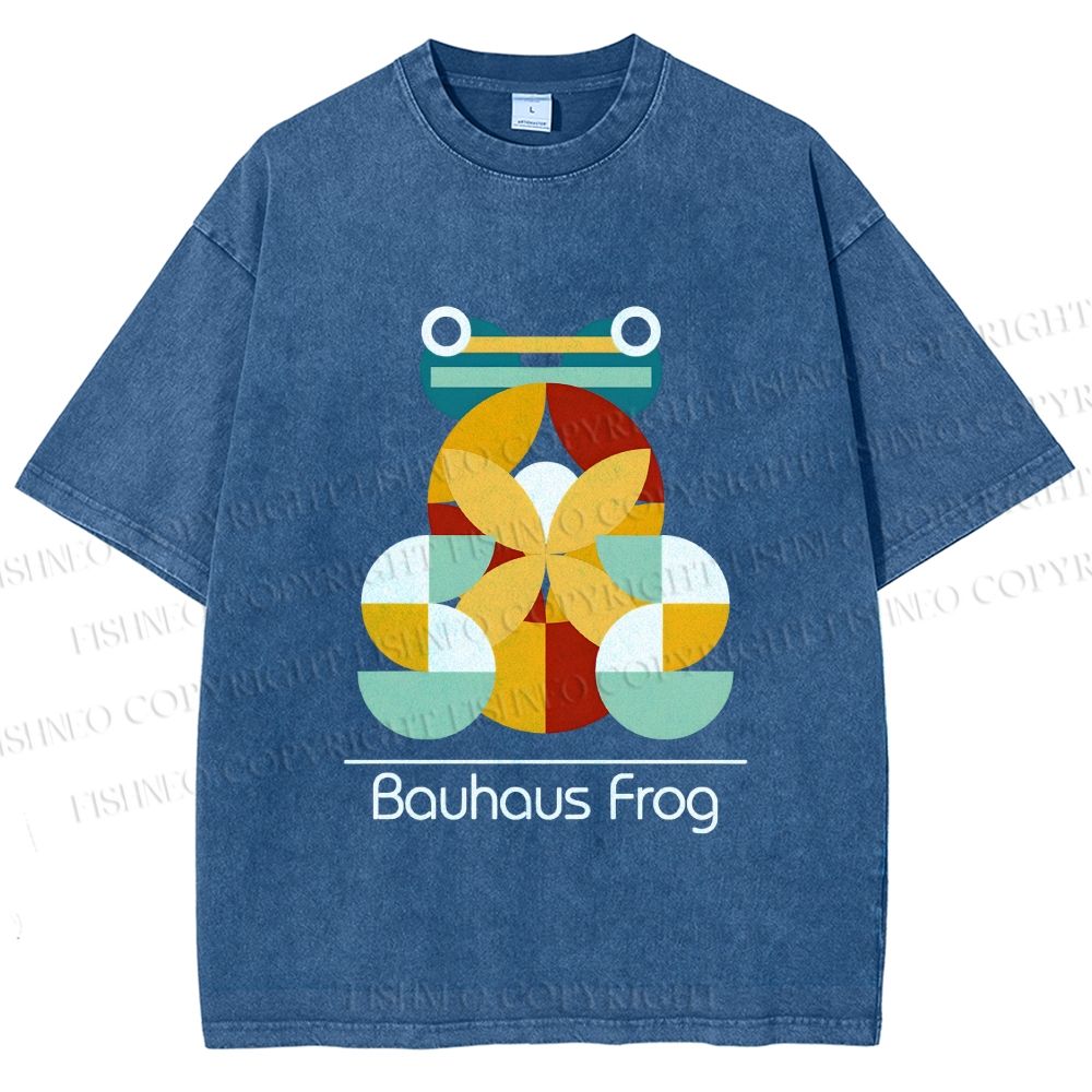 Unisex Bauhaus Frog Printed Washed Tee