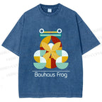 Unisex Bauhaus Frog Printed Washed Tee