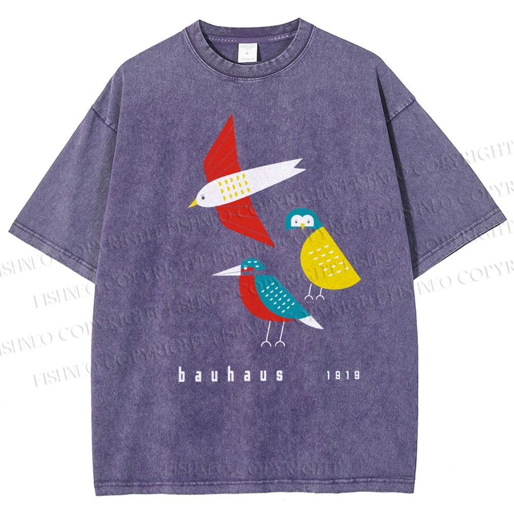 Unisex Bauhaus Bird Printed Washed Tee