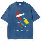 Unisex Bauhaus Bird Printed Washed Tee