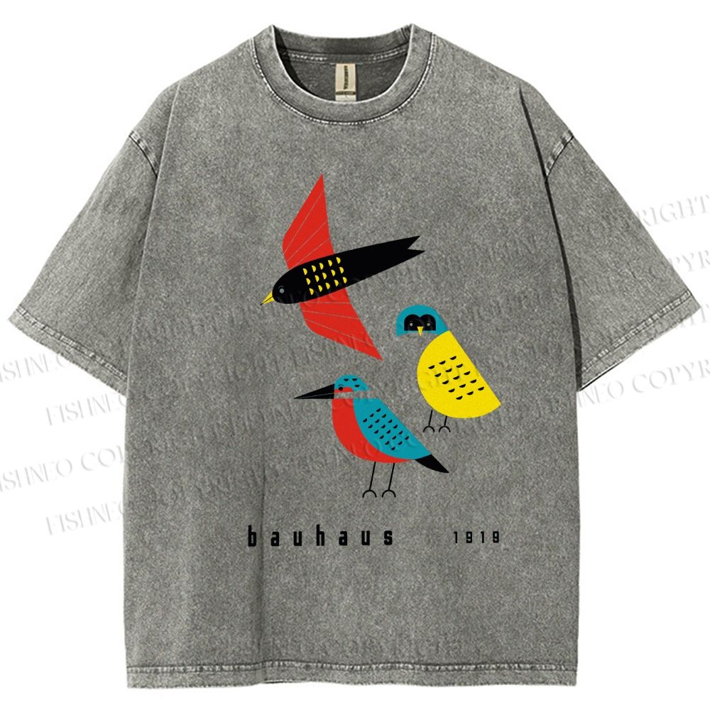 Unisex Bauhaus Bird Printed Washed Tee
