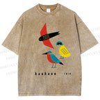 Unisex Bauhaus Bird Printed Washed Tee