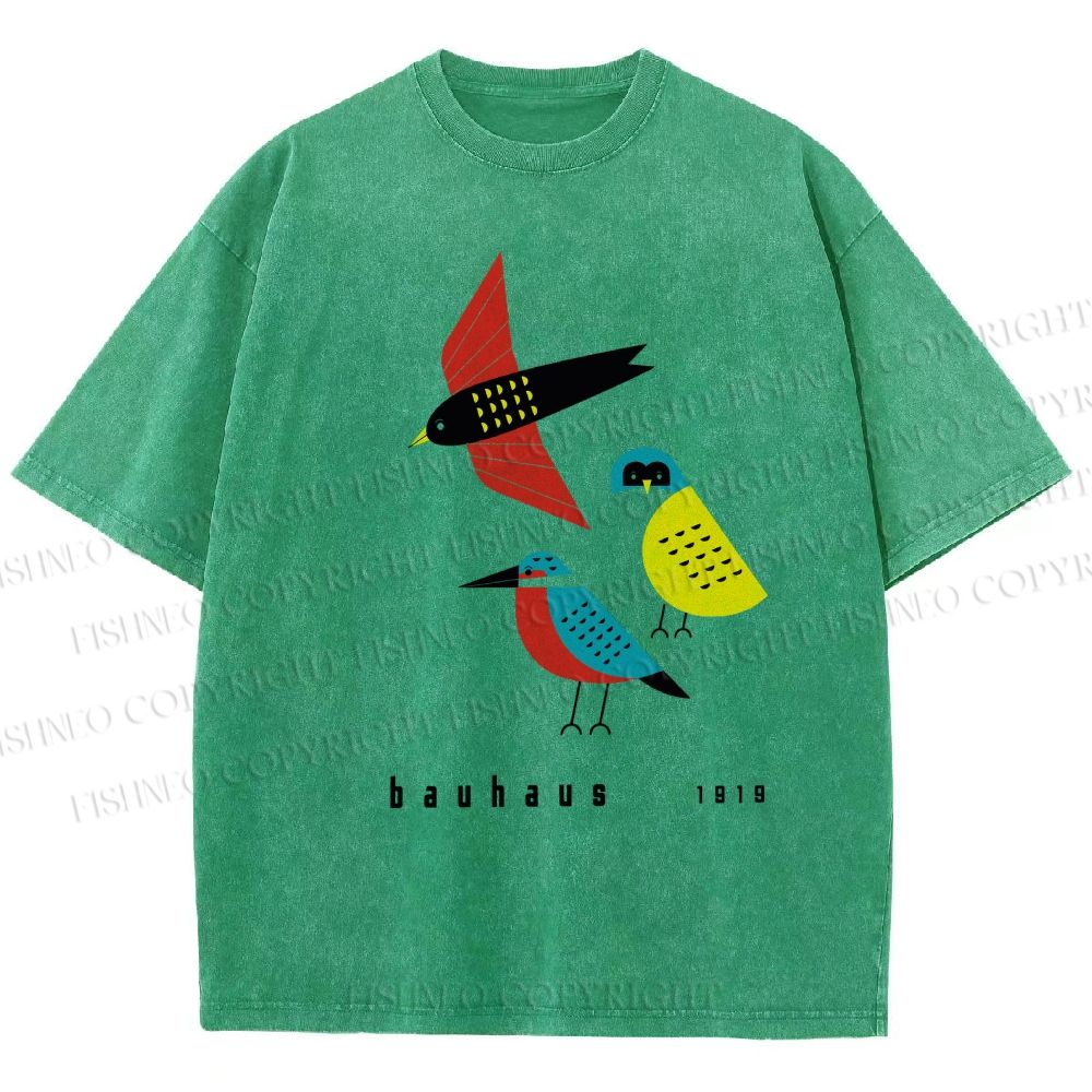Unisex Bauhaus Bird Printed Washed Tee