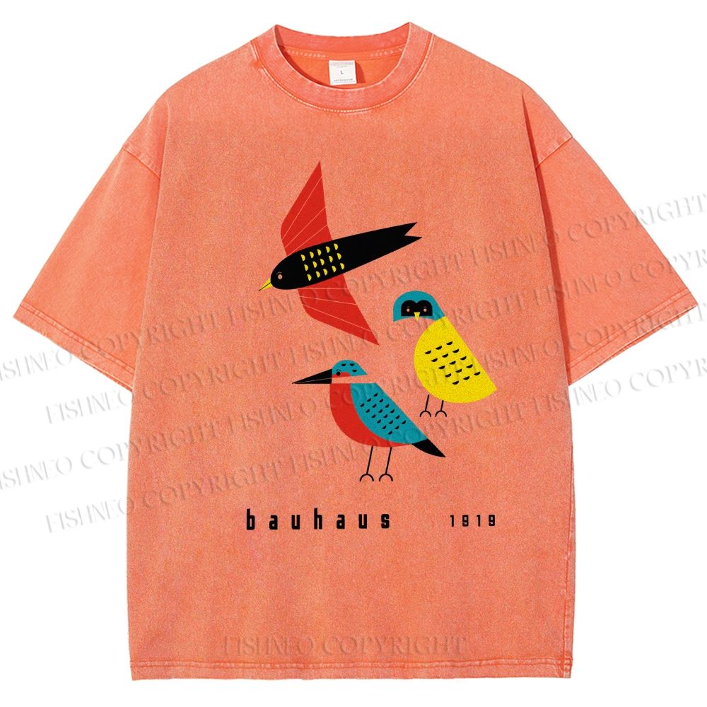 Unisex Bauhaus Bird Printed Washed Tee