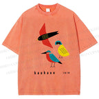 Unisex Bauhaus Bird Printed Washed Tee