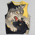 Unisex Vintage Wolf vs Panther Printed Tank Top