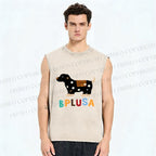Unisex Bplusa Dog Printed Washed Tank Top