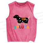 Unisex Bplusa Dog Printed Washed Tank Top