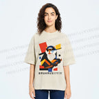 Unisex Bauhaus Design Monkey Printed Washed Tee