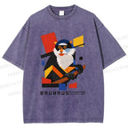 Unisex Bauhaus Design Monkey Printed Washed Tee