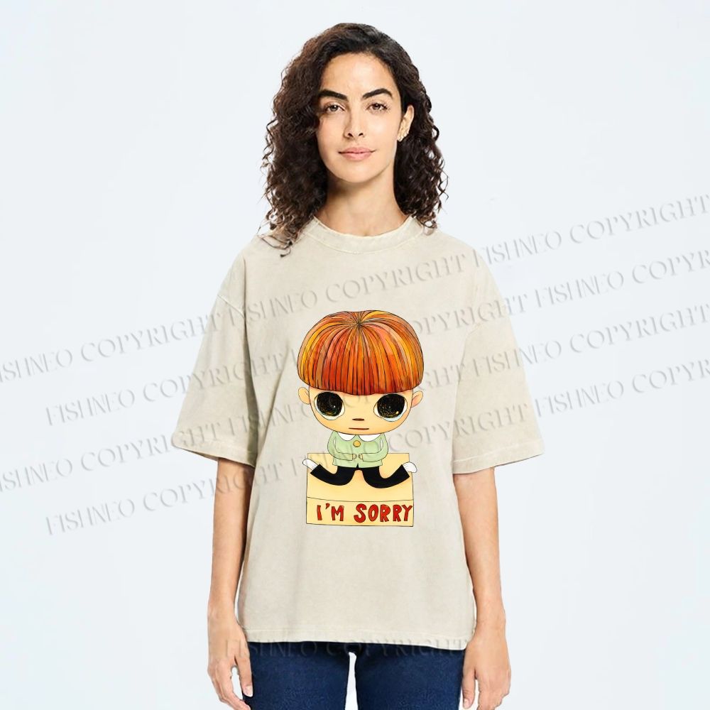 Unisex Yoshitomo Nara Im Sorry Printed Washed Tee