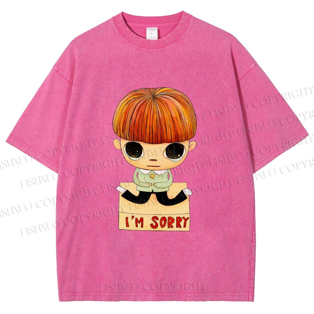 Unisex Yoshitomo Nara Im Sorry Printed Washed Tee