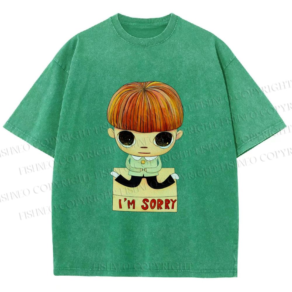 Unisex Yoshitomo Nara Im Sorry Printed Washed Tee