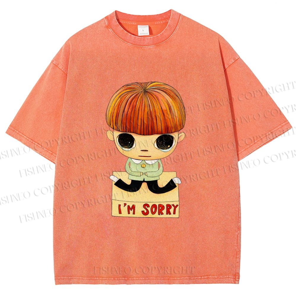 Unisex Yoshitomo Nara Im Sorry Printed Washed Tee
