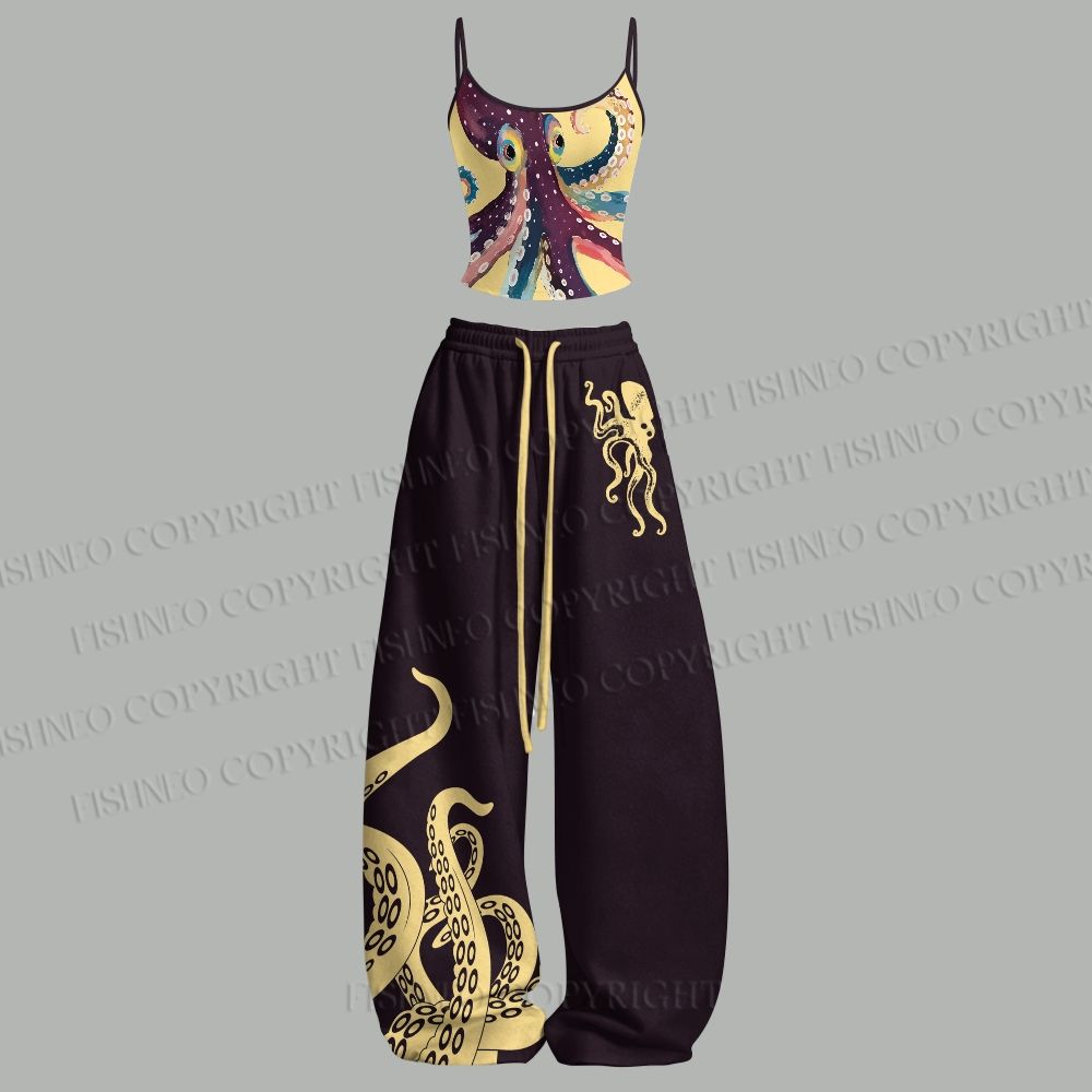 Octopus Art Top & Elasticated Trousers Two-Piece Set