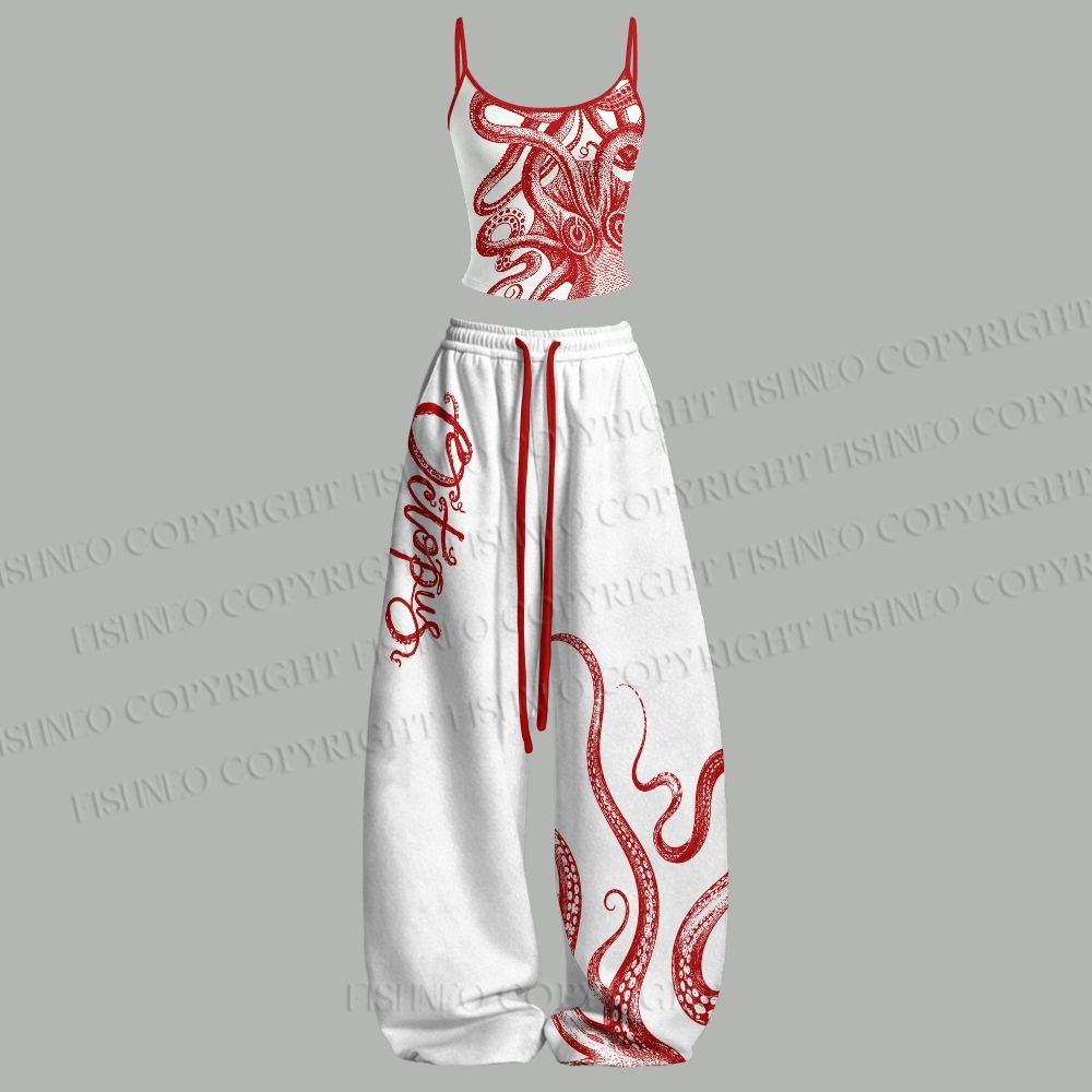 Vintage Octopus Top & Elasticated Trousers Two-Piece Set