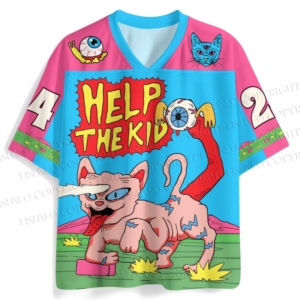 Help The Kid Cat Printed Jersey Shirts