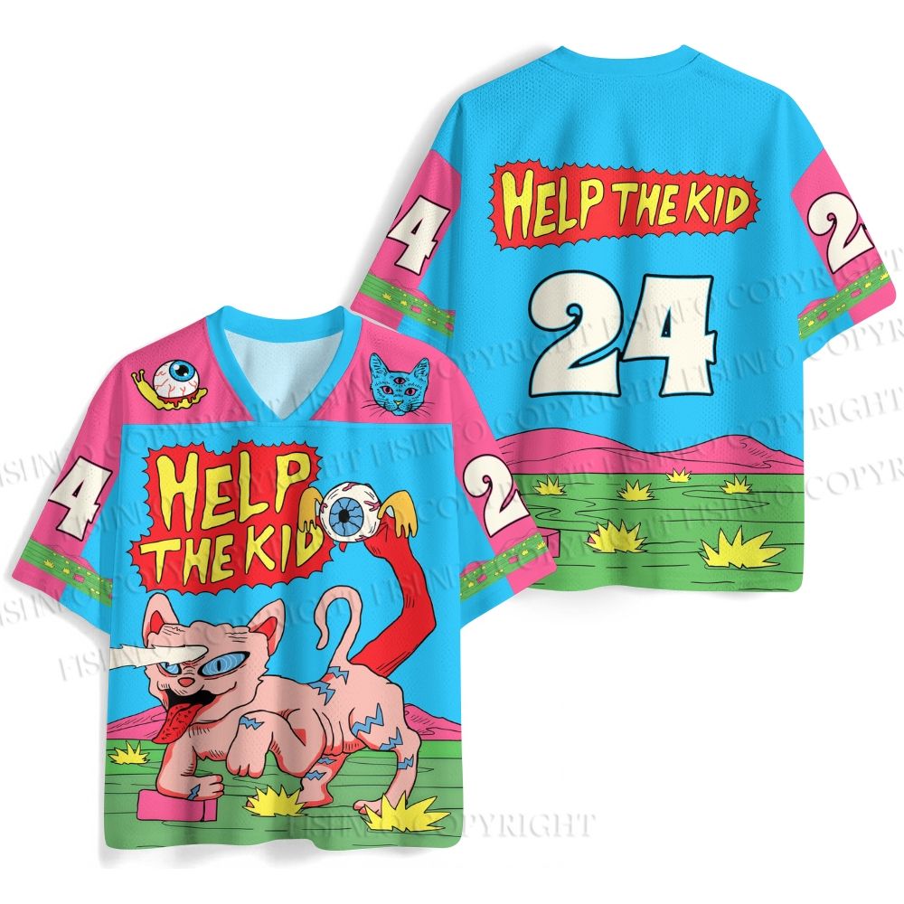 Help The Kid Cat Printed Jersey Shirts