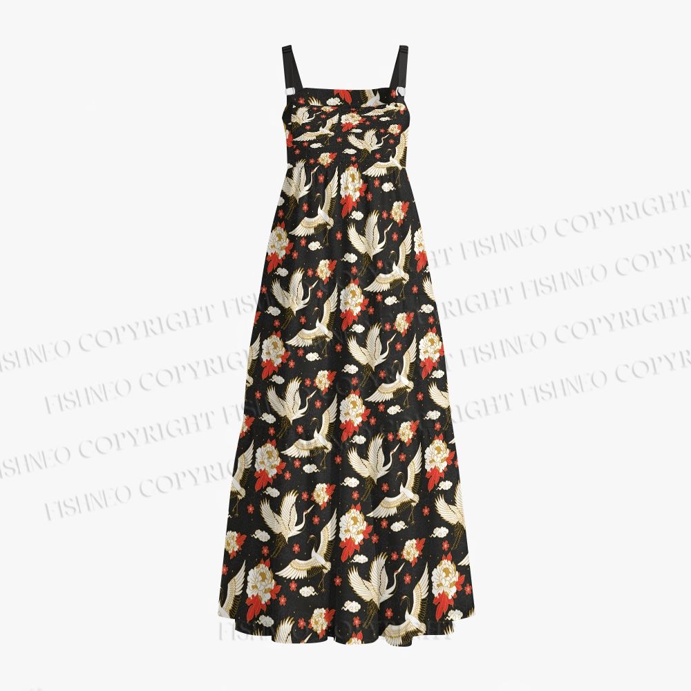 Japanese Vintage Crane Maxi Dresses