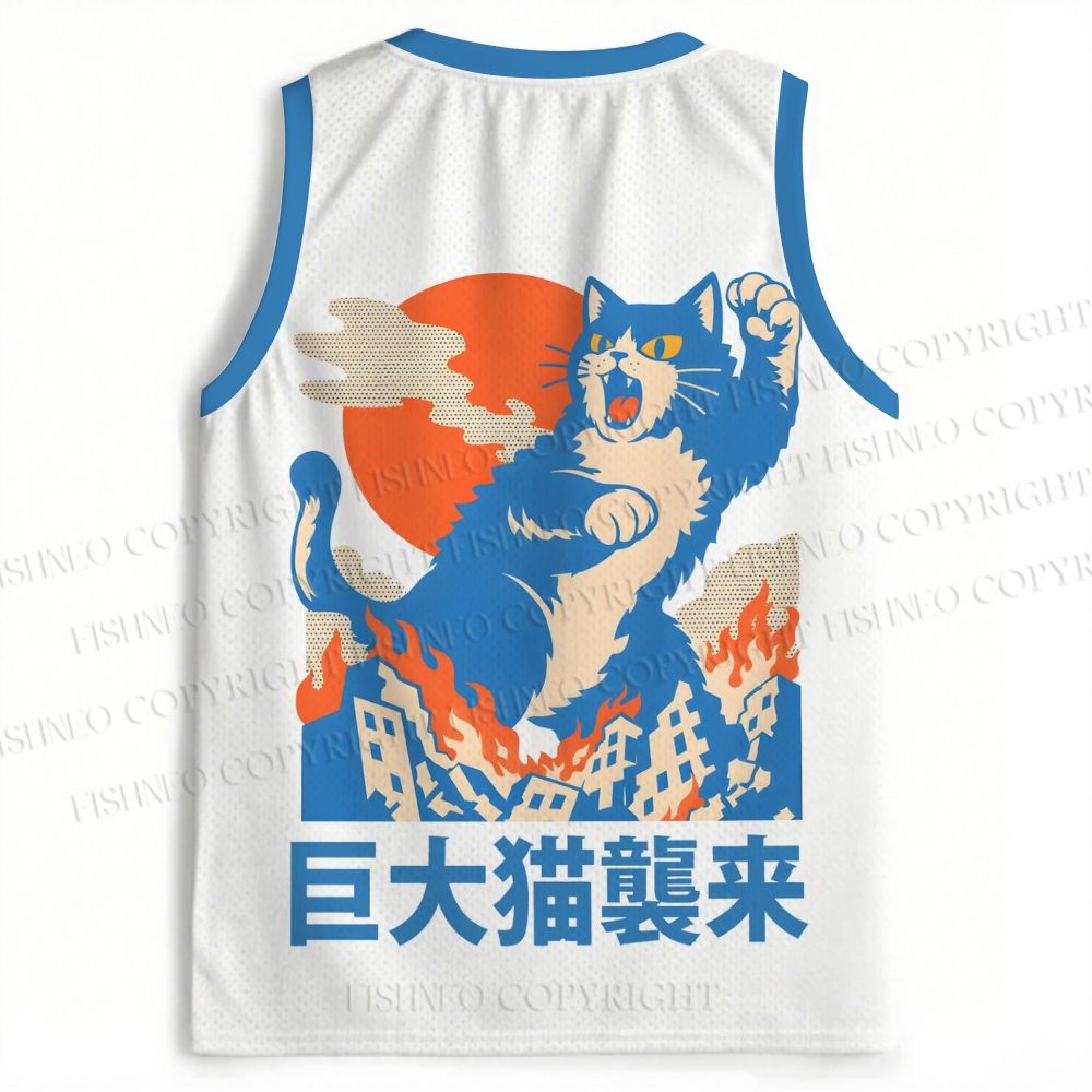 Giant Cat Monster Attack Jersey Tank
