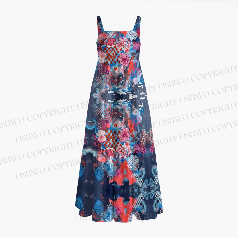 Tropical Coral Printed Maxi Dresses