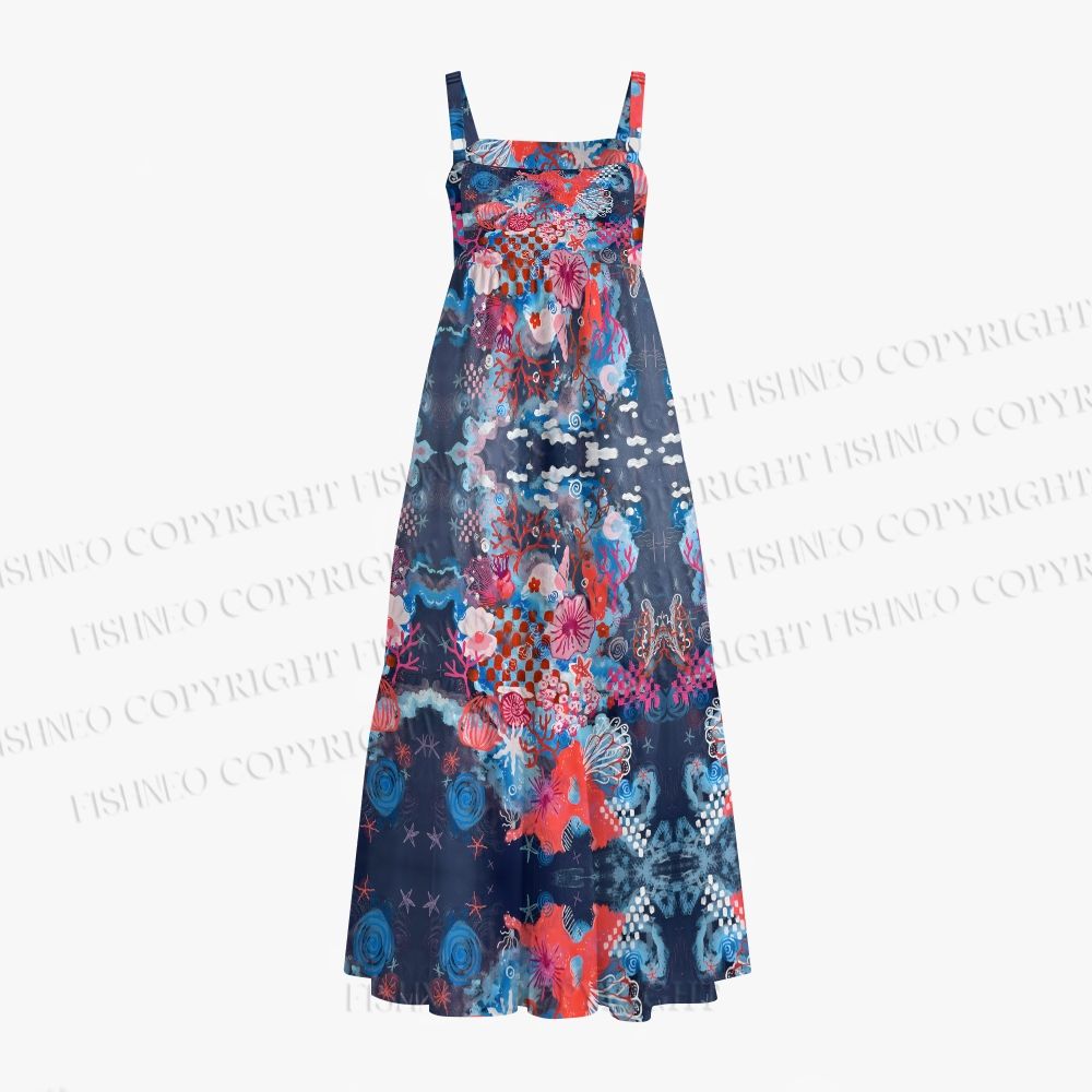 Tropical Coral Printed Maxi Dresses