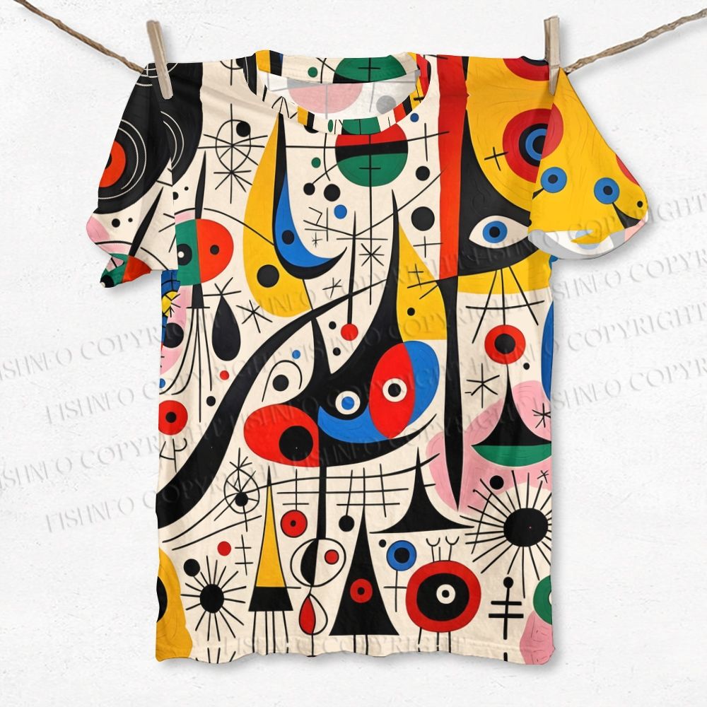 Unisex Joan Miró Style Art Printed Printed Classic T-shirt