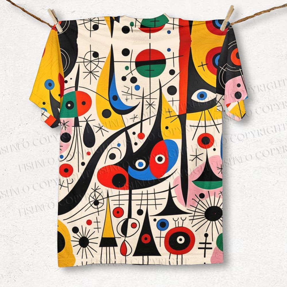 Unisex Joan Miró Style Art Printed Printed Classic T-shirt