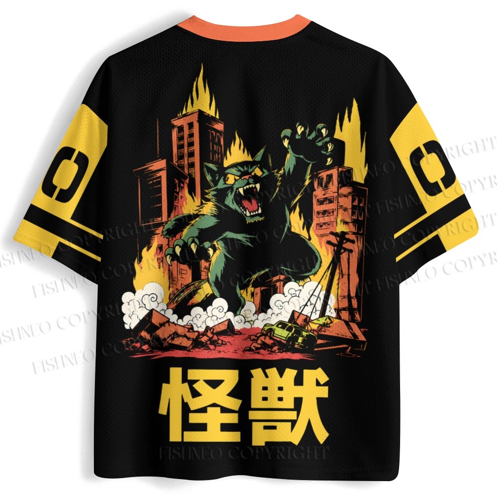 Japanese Cat Monster Attack the City Jersey Shirts