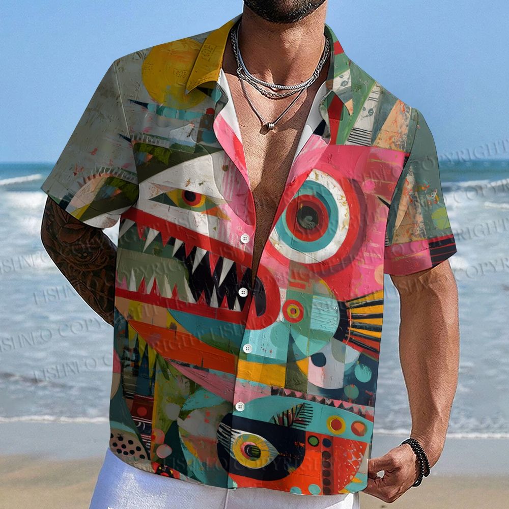 Abstract Art Fish Printed Hawaiian Shirt