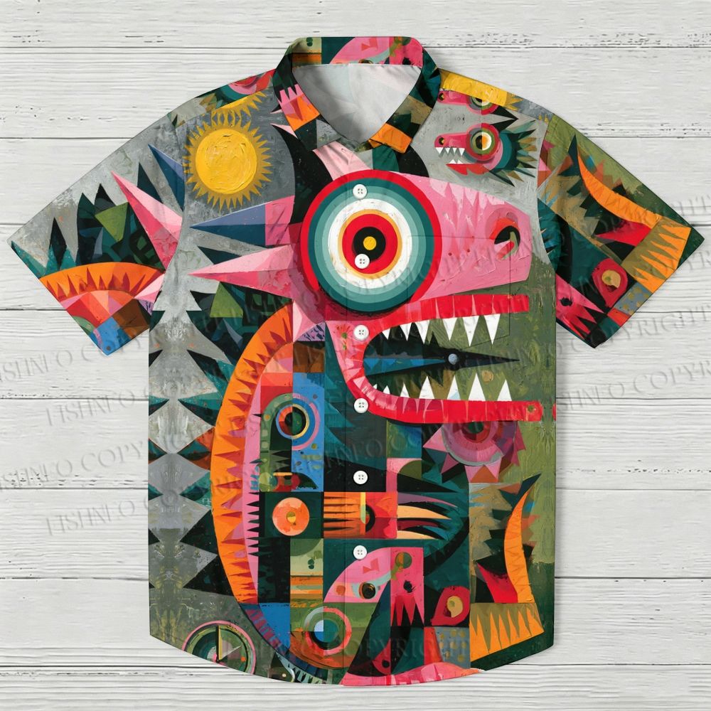 Abstract Lizard Printed Hawaiian Shirt