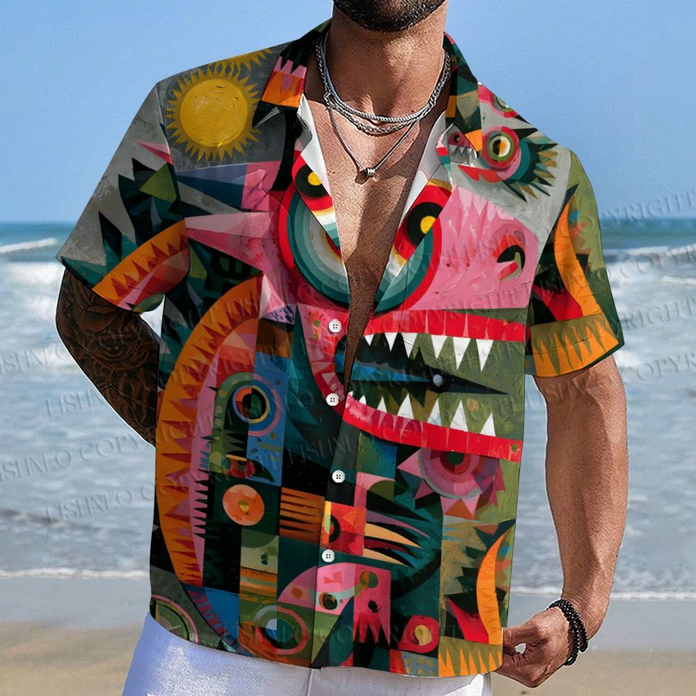 Abstract Lizard Printed Hawaiian Shirt