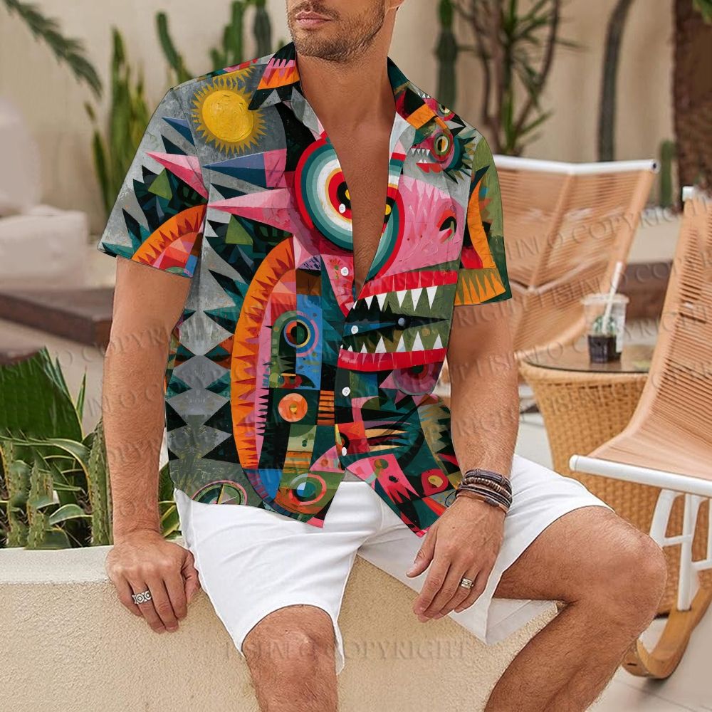 Abstract Lizard Printed Hawaiian Shirt