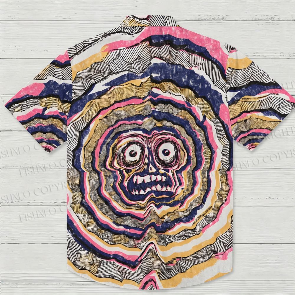 Ripple Skull Printed Hawaiian Shirt