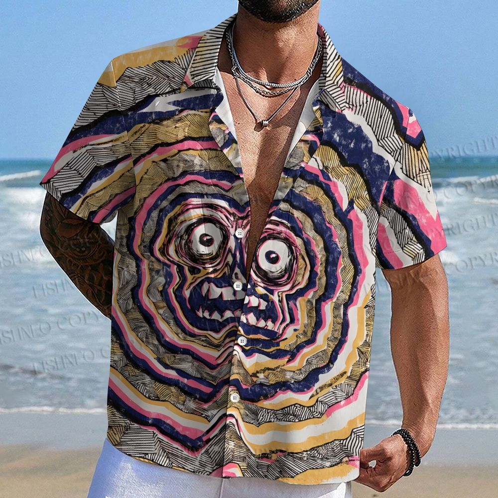 Ripple Skull Printed Hawaiian Shirt