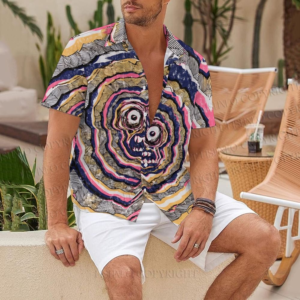 Ripple Skull Printed Hawaiian Shirt
