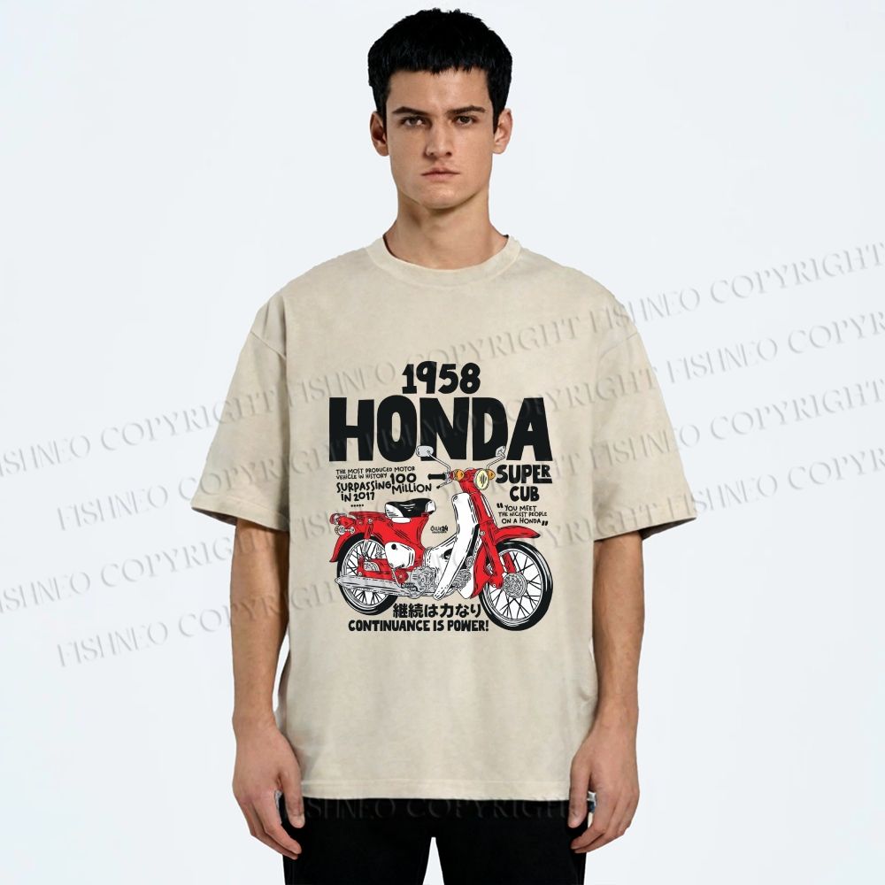 Unisex Honda Super Cub Printed Washed Tee