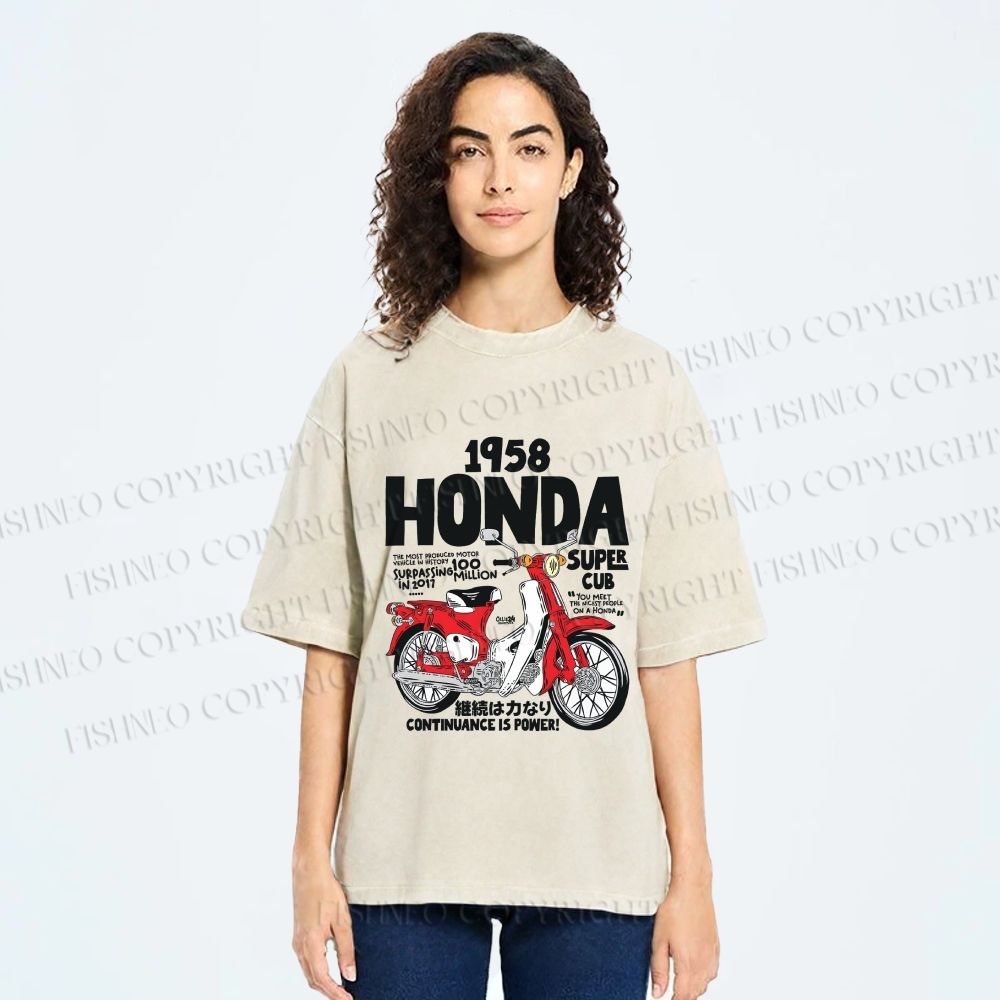 Unisex Honda Super Cub Printed Washed Tee