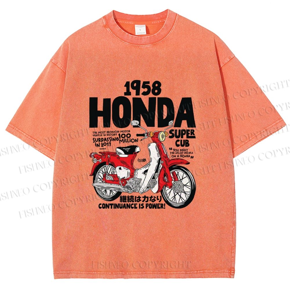 Unisex Honda Super Cub Printed Washed Tee
