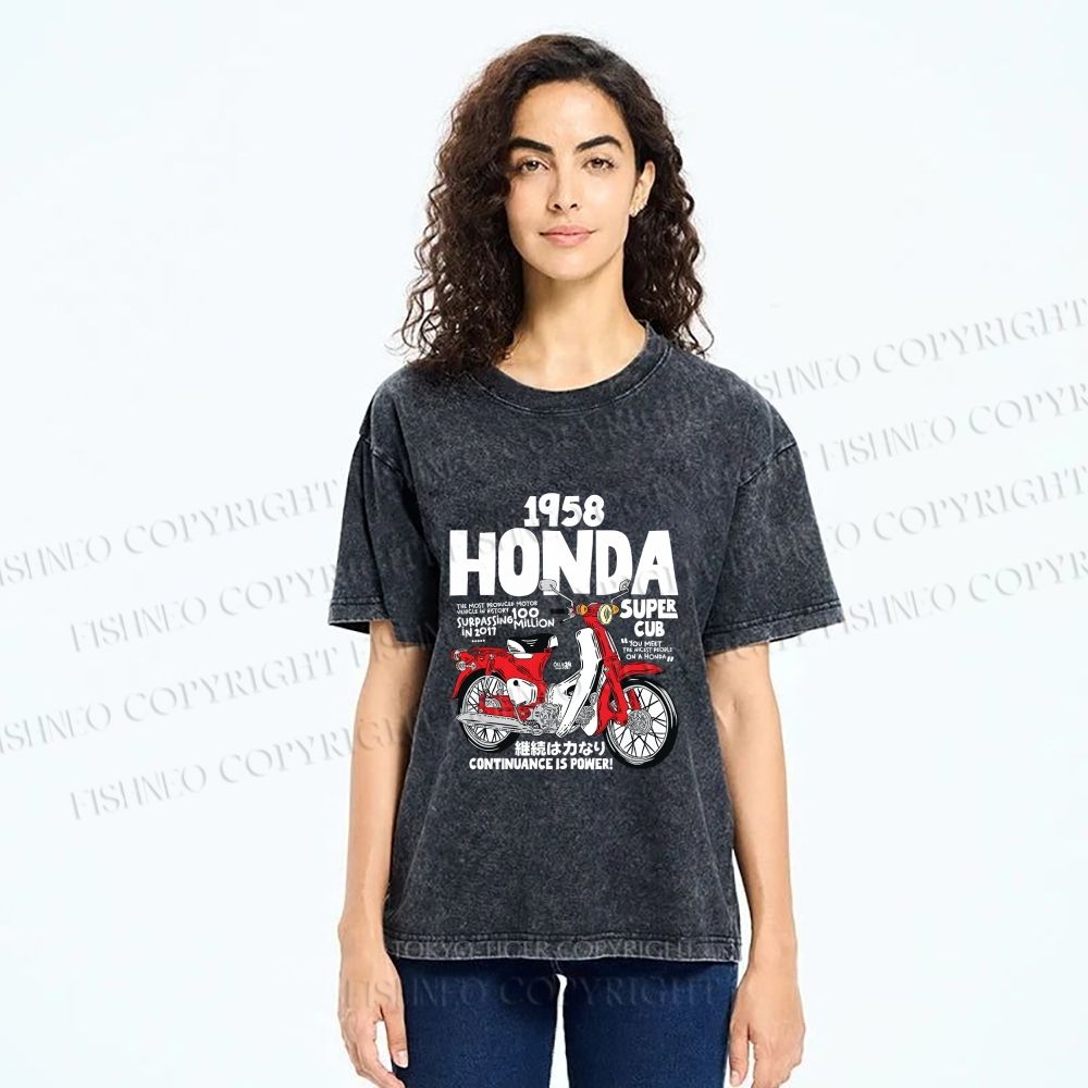 Unisex Honda Super Cub Printed Washed Tee