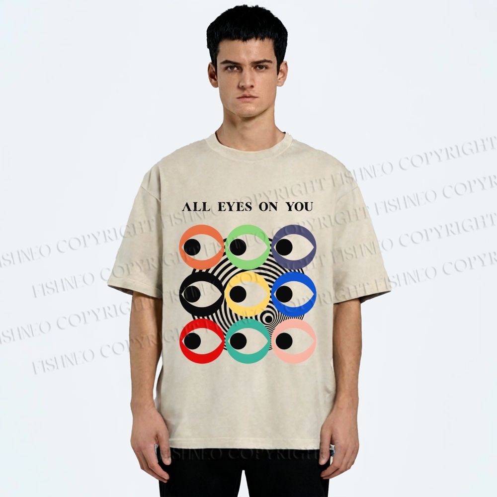Unisex All Eyes On You Printed Washed Tee