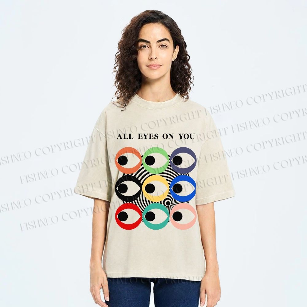 Unisex All Eyes On You Printed Washed Tee