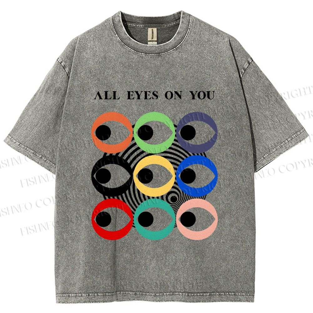 Unisex All Eyes On You Printed Washed Tee