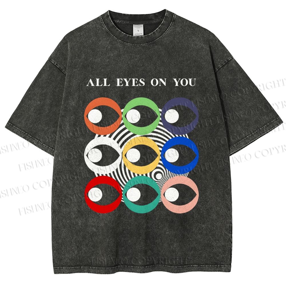 Unisex All Eyes On You Printed Washed Tee